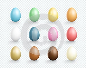 Easter Eggs Vector Element Plain Colors Set 3d Isolated
