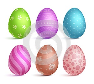 Easter eggs vector set design. Easter egg collection with flower, dots and printed pattern