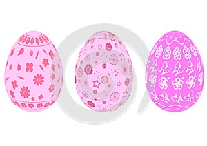 Easter eggs on a white background; Easter season