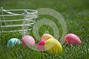 Easter Eggs and White Basket