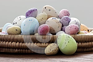 Easter eggs in a wicker basket