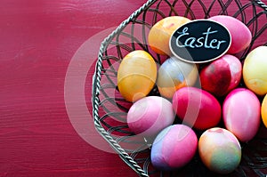 Easter Eggs in Wired Basket