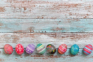 Easter eggs on wooden background