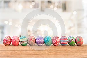 Easter eggs on wooden background