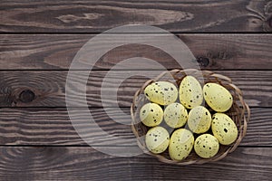 Easter Eggs on a Wooden Background