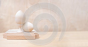Easter eggs on a wooden background. Concept