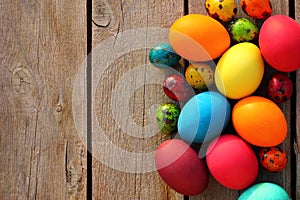 Easter eggs on wooden table