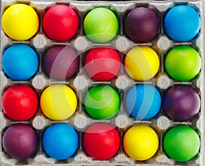 Easter festive multicolor eggs carton