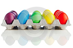 Easter festive multicolor eggs carton