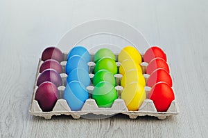 Easter festive multicolor eggs carton