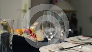 Easter Festive Table With Bunny And Eggs Decoration