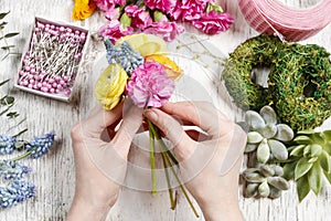 Easter floral arrangement in white egg shell