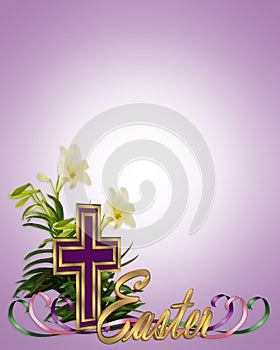 Easter floral border Cross