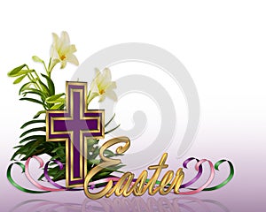 Easter floral border Cross