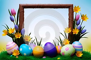 Easter frames with colorful eggs