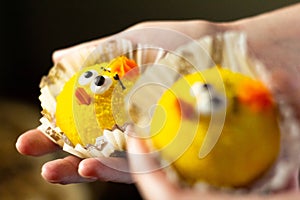 Easter funny yellow bisquit cookies