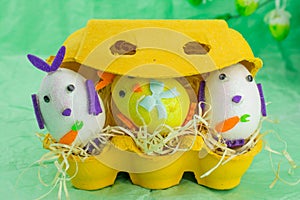 Easter funny eggs in box