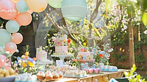 Easter garden party with whimsical decorations