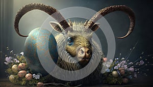 Easter Goat with Eggs, Generative AI