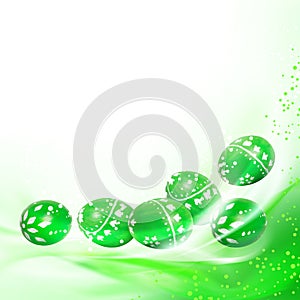 Easter green background with eggs