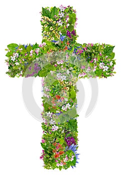 Easter green spring cross of Jesus