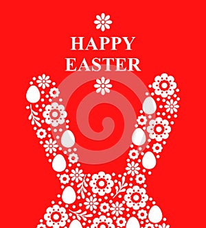 Easter greeting card with decorative rabbit ears