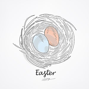 Easter greeting card. Hand drawn vector illustration.