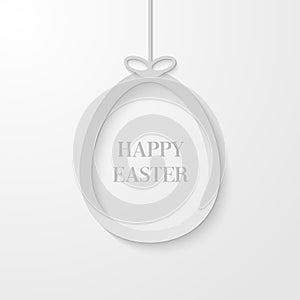 Easter greeting card with hanging paper egg.