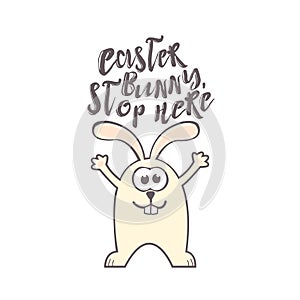 Easter greeting card with rabbit and text