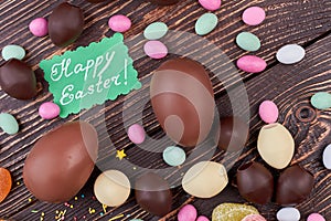 Easter greeting card and sweets.