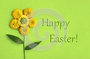 Easter greeting card with text and a floral pattern