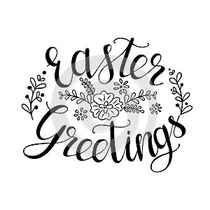 Easter greetings calligraphic floral composition