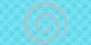 Easter hand drawn doodle seamless pattern