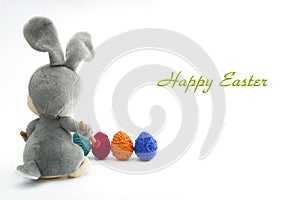 Easter Handmade Bunny with Eggs in Basket