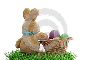 Easter Handmade Bunny with Eggs in Basket