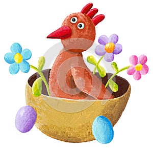 Easter hen in the basket