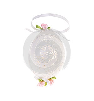 Easter hen`s egg with carving.