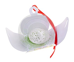 Easter hen`s egg with carving.