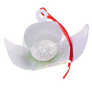 Easter hen`s egg with carving.