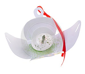 Easter hen`s egg with carving