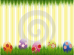 Easter holiday colorful easter eggs yellow stripe