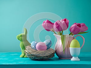 Easter holiday concept with tulip flowers