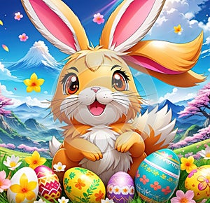 Easter, holiday image in the year of the rabbit. AI generated