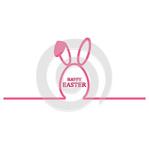 Easter holiday logo illustration.Bunny ears with egg and text