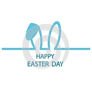 Easter holiday logo illustration.Bunny ears with text