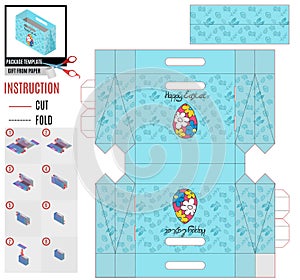 Easter holiday package template with painted egg