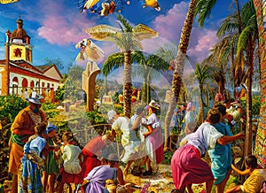 Easter Holiday Scene in Araure,Portuguesa,Venezuela. photo