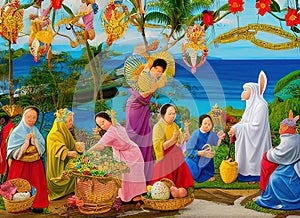 Easter Holiday Scene in Bitung,Sulawesi Utara,Indonesia.