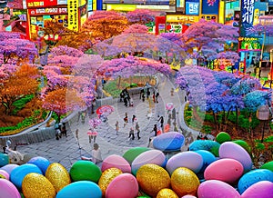 Easter Holiday Scene in Daejeon,Daejeon,South Korea.