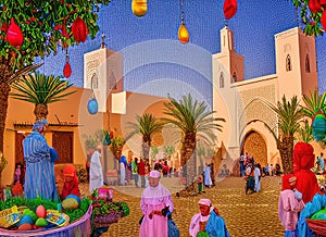 Easter Holiday Scene in El Kelaa des Srarhna,Marrakech-Safi,Morocco. photo